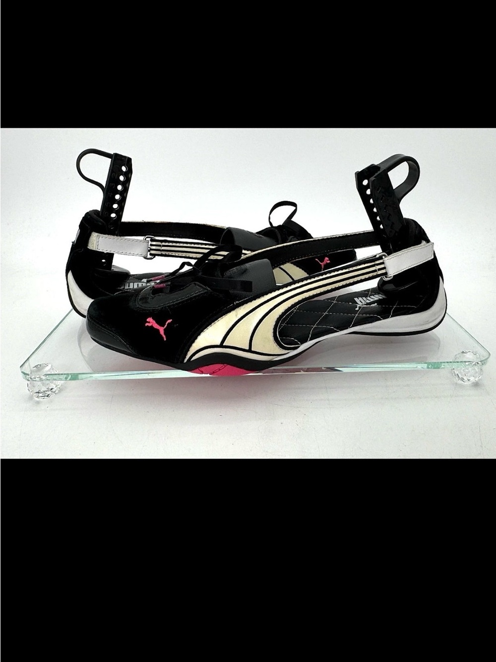 Puma Black White and Pink Women's Athletic Slip-On Sneakers
